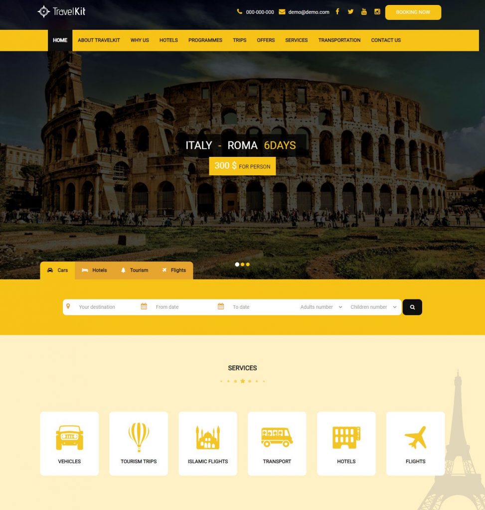 تصميم موقع travelkit