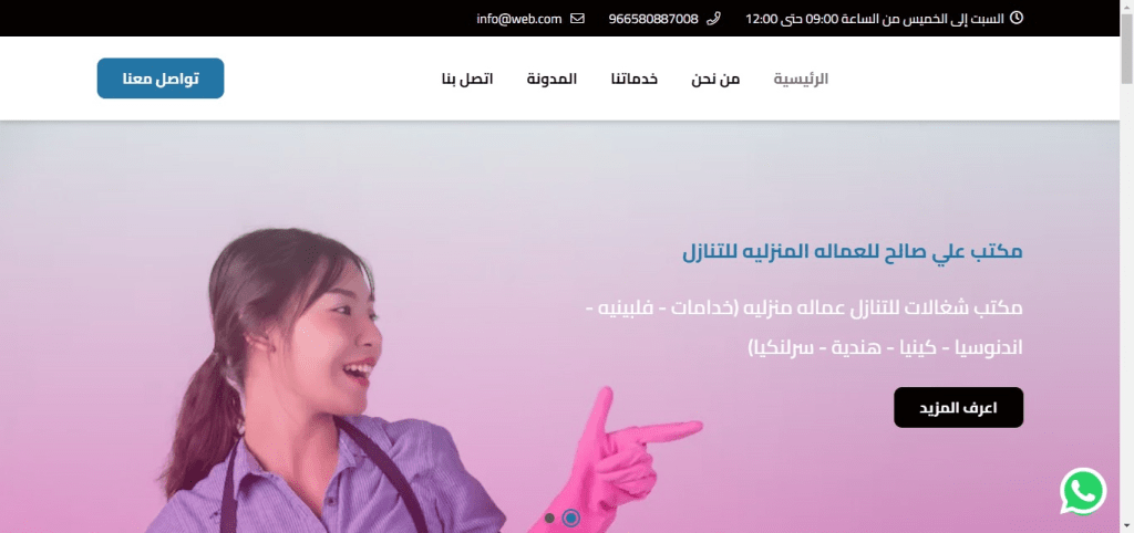 Ali Saleh’s office website design for domestic workers